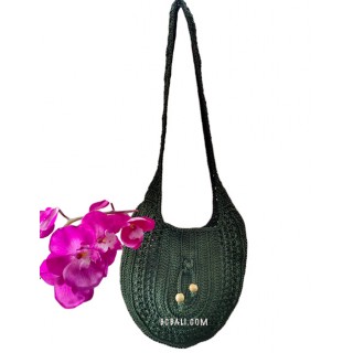 Cotton Handwoven Sling Bag Oval Green